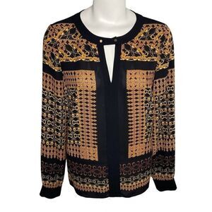 Adrianna Papell Black Brown‎ Round Keyhole Neck Medium Top